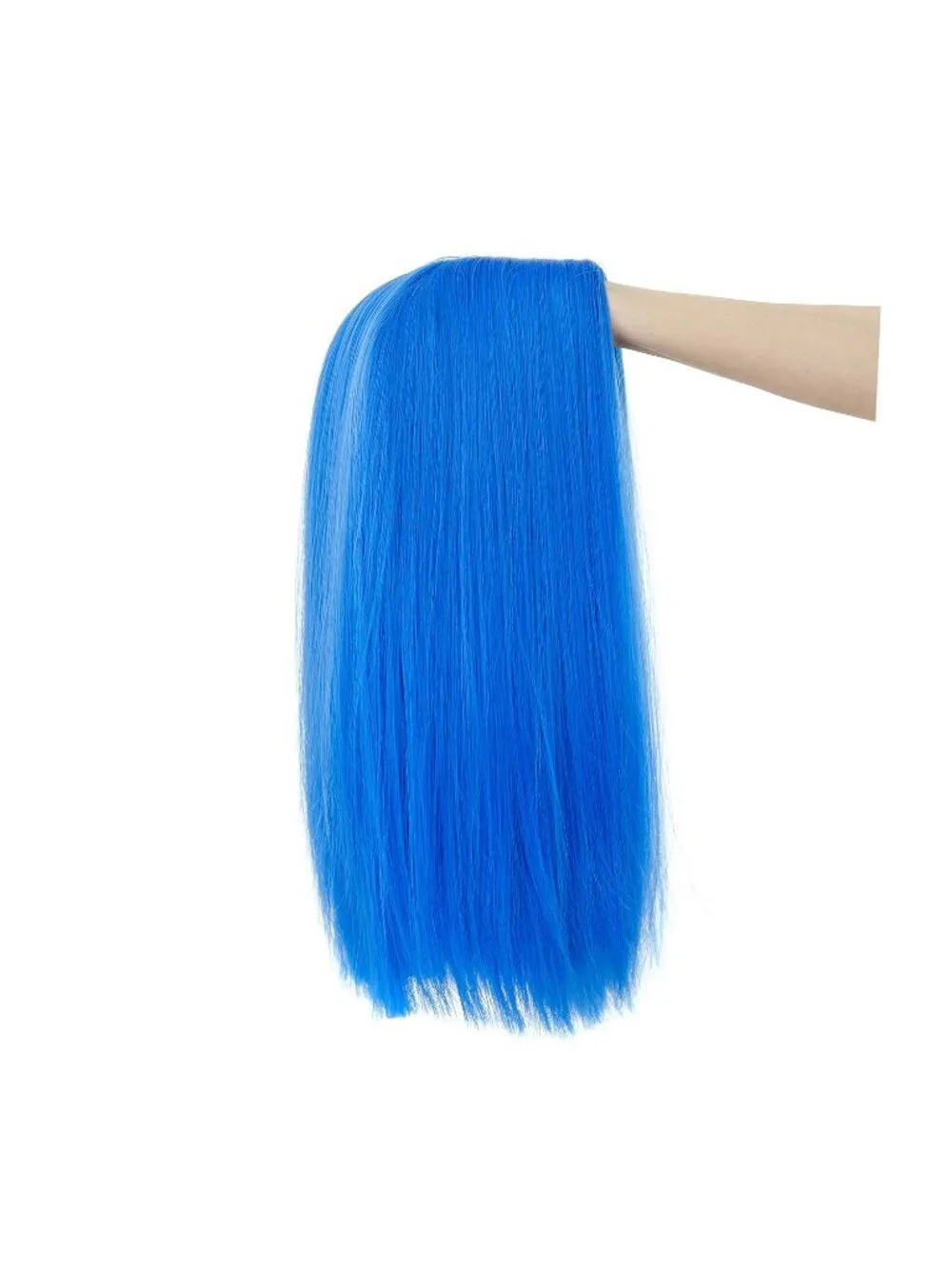 Women's 14 Inch Blue Wig Short Straight Middle Part Synthetic Heat